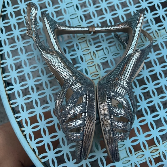 Nine West silver kitten heel, island platform, sz 10 - Picture 5 of 5